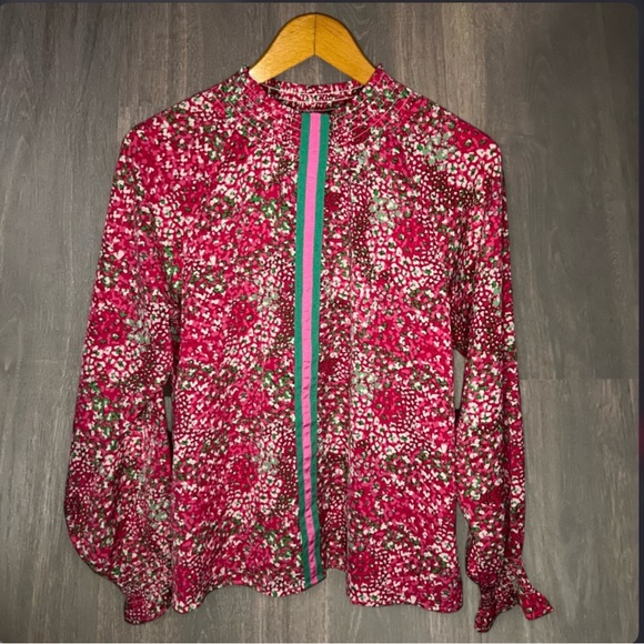 HML Floral Blouse Size Small Pink Print Long Sleeve Top - Picture 2 of 3